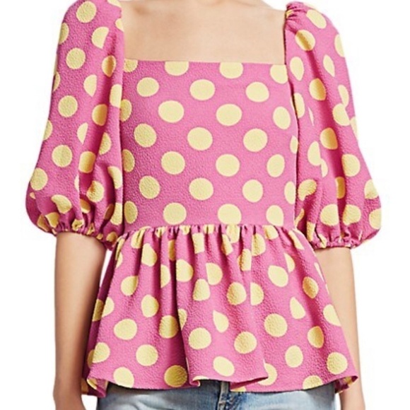 Stine Goya Tops - Stine Goya Women’s Irene Polka Dot‎ Puff Sleeve Blouse